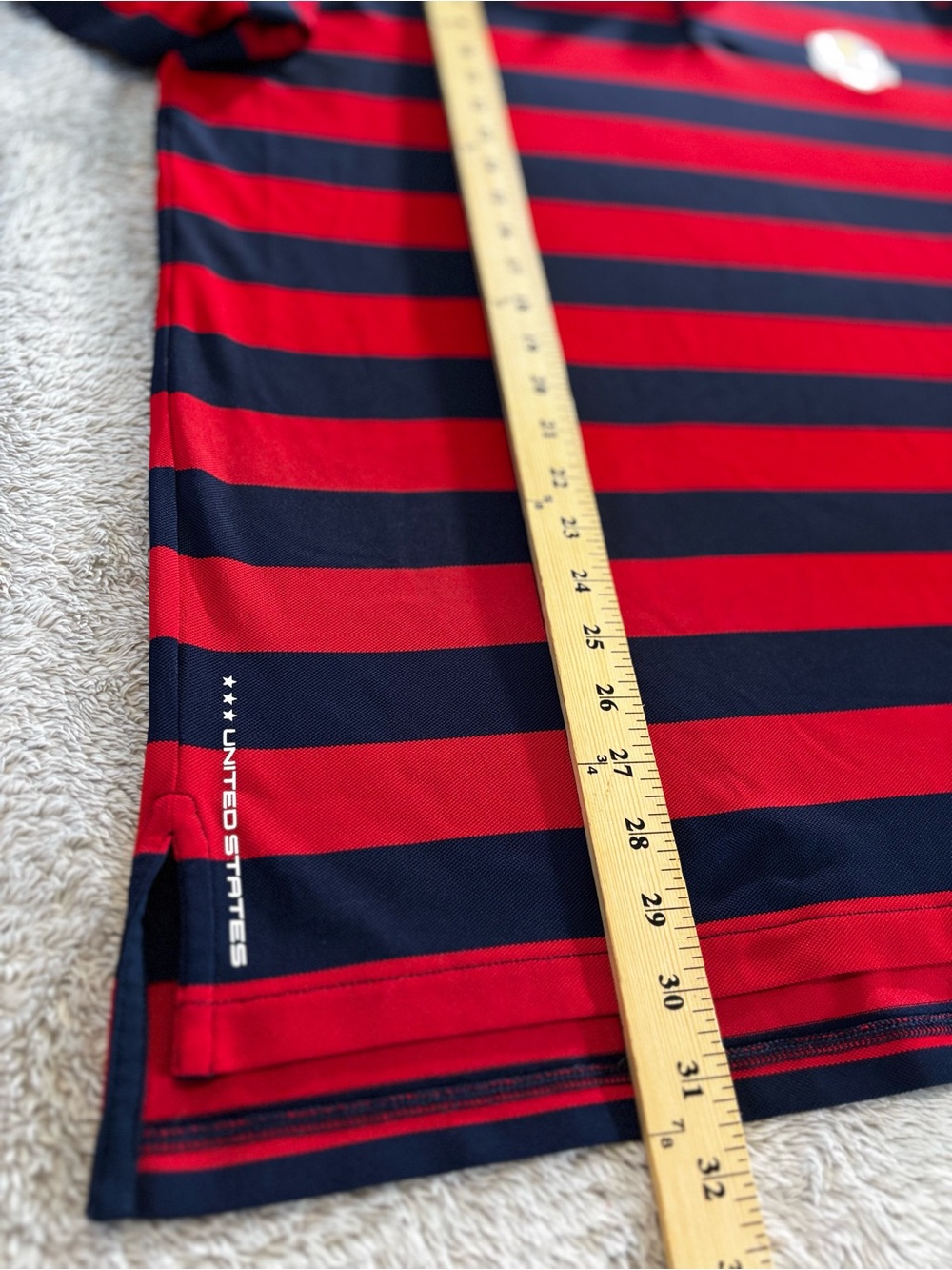 Ralph Lauren Red and Navy Horizontal Stripe Polo Ryder Cup 2016 USA Crest - Picture 8 of 8